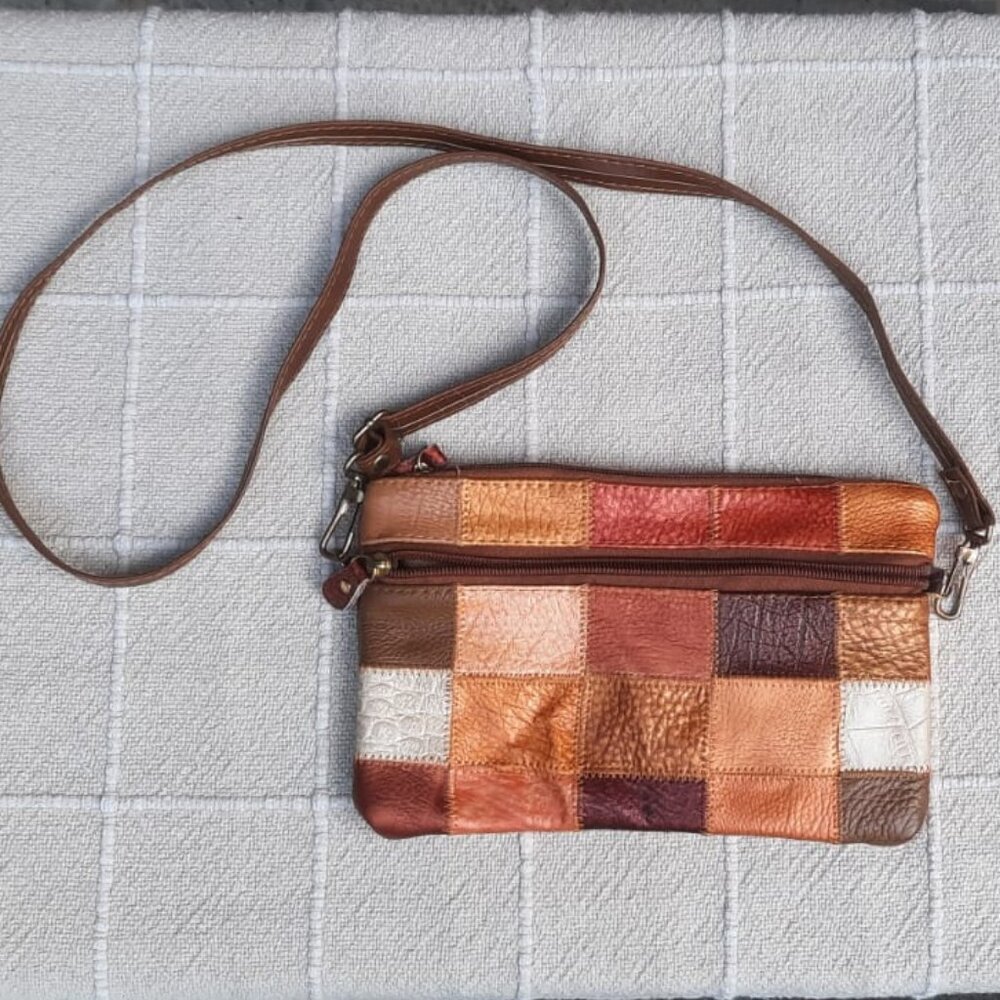 Retro Patchwork Style Shoulder Mini Bag - image 1